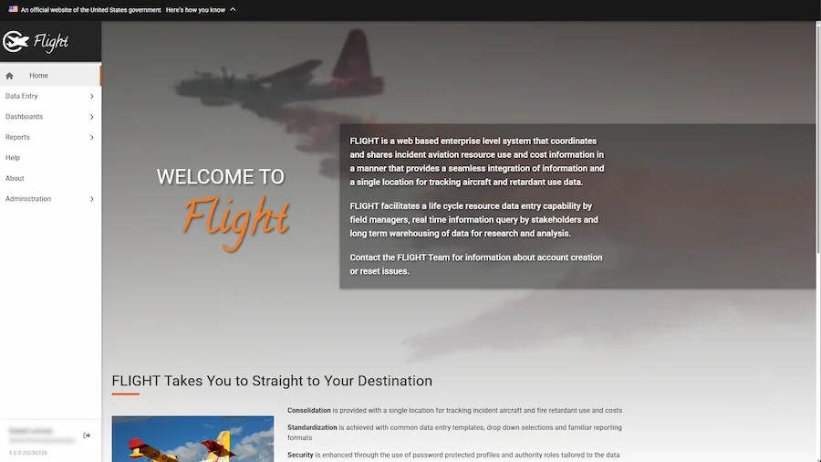 screenshot of the FLIGHT application